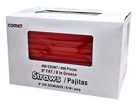 WNA Straw 8" Fat Red Unwrapped Box, 400 CS