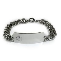 DO NOT RESUSCITATE Medical ID Alert Bracelet with Embossed Emblem and Wide Chain. Style: Classic Wide, Premium Series.