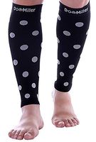 Doc Miller Calf Compression Sleeve - Polka Dots 1 Pair 20-30mmHg Support Running Recovery Shin Splints Varicose Veins (Blackwhite, Small)