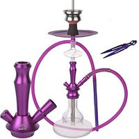 ADMY Hookah Set 75cm Aluminum Shisha Complete Set 18/8 Molasse Catcher Ceramic Diffuser A05 - Purple