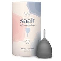 Saalt Soft Menstrual Cup - Super Soft and Flexible - Best Sensitive Cup - Wear for 12 Hours - Made in USA (Grey, Small)