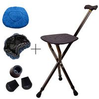 ZSMPY Cane Seat Folding Stool Suitable for Disabled People/Aluminum Alloy Adjustable Height 83-93cm Static Load 200kg