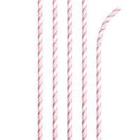 Creative Converting 091042 STRAWS, 7.75", Classic Pink/White Stripe