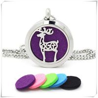 Hollow elk can Open Essential Oil Diffuser, Stainless Steel Aromatherapy Pendant Creative Necklace.