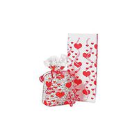 Fun Express - Heart Print Cellophane Bags for Valentine's Day - Party Supplies - Bags - Cellophane Bags - Valentine's Day - 12 Pieces