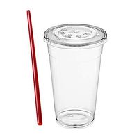 (500 Sets) 24 oz Clear Plastic Cups with Lids and FREE Straws, Disposable Crystal Clear PET Cups with Flat Straw Slot Lids for Cold Drinks, To Go Iced Coffee, Juice, Soda, Bubble Boba Tea, Smoothie