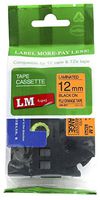 LM Tapes - Brother PT-1280 1/2" (12mm 0.47 Laminated) Black on Bright Orange (Fluorescent) Compatible TZe P-touch Tape for Brother Model PT1280 Label Maker with FREE Tape Guide Included