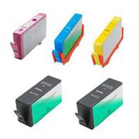 Amsahr 920BK(CD971AN) Remanufactured Replacement HP Ink Cartridges for Select Printers/Faxes - 2 Black/3 Color