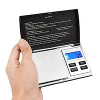 Yzyamz Digital Electronic Scale with Backlight LED Display Stainless Steel Flip Cover 200g/0.01g, 500g/0.01g Ultra-Thin Pocket Scale Mini Portable Ultra-Thin Jewelry Scale (Color : 200g/0.01g)