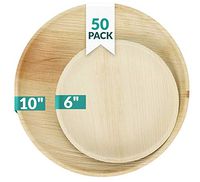 Palm Leaf Plates Set Round (50 pack) - 10" 25pc Round Dinner Plates 6" 25pc Salad Plates - Disposable Ecofriendly Biodegradable Compostable Dinnerware Utensils for Outdoor wedding, party, and more