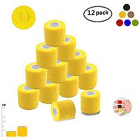 Self Adherent Wrap Tape Medical Cohesive Bandages Flexible Stretch Athletic Strong Elastic First Aid Tape for Sports Sprain Swelling and Soreness on Wrist and Ankle 12 Pack 2Inch X 5Yards(Yellow)