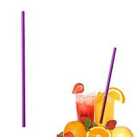 Stainless Steel Staws,Sikye 6mm Diameter Metal Drinking Reusable Straws Bent/Straight Washable Lenth 21.5cm (Purple (Straight))