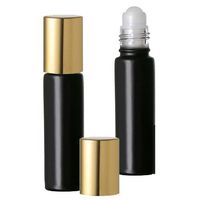 Grand Parfums Black Aromatherapy Essential Oil Glass Roll-on Bottles with Gold Top (Set of 24)