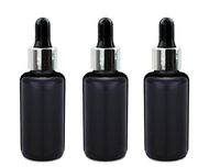 Grand Parfums Luxury 30ml Miron Ultra Violet Glass Dropper Bottles, with Shiny Aluminum Dropper for Essential Oils, Medicine, Serum, Private Label Packaging (Set of 3 Bottles)