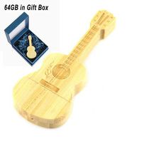 Cute USB Flash Drive 64GB, Aretop USB2.0 Cute Cartoon Miniature Wooden Guitar Shape USB Memory Stick Pendrive for Computer 64GB Thumb Drive USB Jump Drive Data Storage Business Gift for Girls Ki