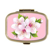 Custom Fashion Rectangular Pill Box Medicine Tablet Holder Wallet Organizer Pocket Case (Vintage Flower White Blossoming Sakura)