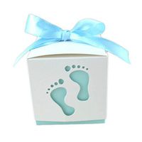 Outflower 50pcs Baby Footprints Candy Gift Boxes with Ribbon for Wedding