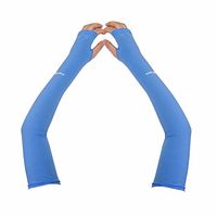 Compression Arm Sleeve for Men Women Youth - UV Sun Protection Sleeves Hand Cover Style with Thumb Holes - Cooling Aqua X Extreme Soft Skin Touch Feeling Fabric - for Running in Summer 1 Pair Blue L
