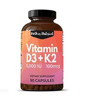 Vitamin D3 5000 IU (D3 K2 Supplement). 90 Capsules with 5000 IU of Vitamin D (D3) and 100 MCG of Vitamin K2 (MK7) per Capsule. Black Pepper Extract for Enhanced Absorption.