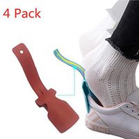 Lazy Shoe Helper - Handled Shoe Horn - Portable Shoe Lifting Helper,Easy to Put On and Take Off high Heels or Leather Shoes, Sock Slider Handled Shoe Horn for Seniors, Elderly, Disabled (red4)