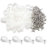 XLX 50PCS White Nylon R-Type Cable Clamp Fastener for 19.4mm (3/4") Dia Wire Tube Plastic Wire Cord Clip Fixer with 50 Pack Screws for Wire Management