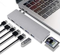 USB C Hub, Sunteck MacBook Pro Adapter with 3 USB 3.0, Thunderbolt 3 40Gbs @5k, 4k HDMI, Type-C Pass-Through Charge, SD/TF Card Reader for 13" or 15" MacBook Pro 2017 and 2016 (Space Grey)