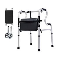 Walkers for Seniors with Seat Auxiliary Walker Elderly, Disabled Walker Can be Used in The Bathroom Waterproof Maximum Weight 360 pounds Rolling Walkers (Color : Black, Size : #2)