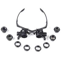 Headhand Magnifier Glasses 4 Pairs of Optical HD Lenses 10X 15X 20X 25X Repair Motherboard Clock Magnifying Glasses with 2 LED Lights Identification Coin Calligraphy Stamp Tool