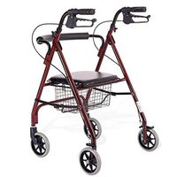 Outdoor Rollator Walker Lightweight 4 Wheels Foldable with Storage Basket Elderly Aluminum Rollator with Soft Seat