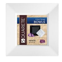 Squarete 12 Ounce Square White Soup Bowlsl Heavy Duty Elegant Disposable 12 oz Square Soup Bowls 10 Bowls Per Package…