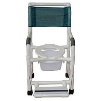 MJM International 118-3TW-FF-SSDE-SQ-PAIL Standard Shower Chair with Folding Footrest, Commode Pail and Soft Seat, 300 oz Capacity, 40.5" Height x 22" Width x 25.25" Depth, Royal Blue/Forest Green/Mauve