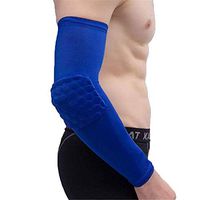 Elbow Compression Sleeves (1 Pair) - Elastic & Breathable Support for Tendonitis Prevention & Recover Golf Tennis (Blue, L)