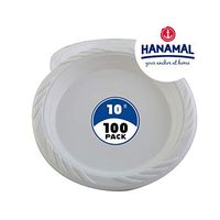Hanamal American Durable Extra Strong Plates. Extra Large 10" Dinner Disposable Plastic Plates - (100 plates in package)