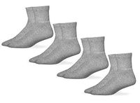 Carolina Ultimate Mens Non-Binding Diabetic Cotton Quarter Socks 4 Pair Pack (Shoe Size: 9-13 / Sock Size: 10-13, Grey)