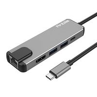 USB C Hub Adapter, Anble 5-in-1 USB Type C(Thunderbolt 3) Converter with HDMI 4K, 2 USB 3.0 Ports, USB C Power Charging, 1000M Gigabit Ethernet for MacBook Pro 2016/2017, Google Chromebook - Grey