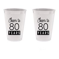80th Birthday Frost Flex Plastic Cups - Cheers to 80 Years (10 cups)