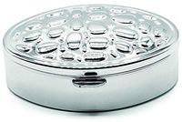 Silver Drops Oval Pocket Purse Portable Travel Pill Box & Medicine Organizer (2 Compartments)