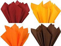 Assorted 4 Colors Fall Thanksgiving Holiday Colors Gift Grade Tissue Paper Sheets - 20" x 30" Tangerine, Chocolate,Scarlet Red, Goldenrod - Choose Package Amount (192)