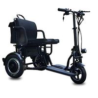 Portable Folding Electric Tricycle, Aluminum Alloy Lightweight Lithium Battery 10 inch Solid Tire Mini Tricycle for Old Ages,Black