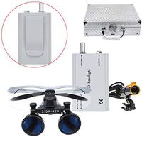 Ocean Aquarius Sliver 2.5X420MM Surgical Binocular Loupes Magnifier +5W Portable LED Headlight Plug in Clip Head Light with Filter +Aluminum Box 008