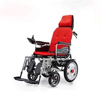 HWZLOIK Wheelchair, Aluminum Body Red Folding Portable Old Cart, Elderly Disabled, Portable Electric Wheelchair, Size: 128 122 43cm