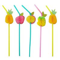 PRETYZOOM 40Pcs Plastic Drinking Straws Fruits Design Straws Honeycomb Party Straws for Lula Party Supplies/Hawaiian/Birthday/Pool Party Decorations