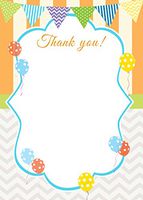 30 Balloon Blank Thank You Cards Kids Birthday Party Baby Shower Chevron Stripes Polka Dots Design + 30 White Envelopes