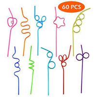 DLOnline Pack of 60 Crazy Loop Straws, Crazy Reusable Drinking Straws Silly Colorful Reusable Drinking Straws, Great For Parties, Carnivals, Fun, BPA and PFOA Free