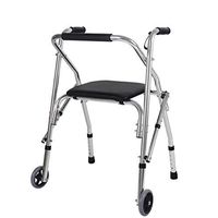 Medical Walker with Wheel with Seat for The Elderly Walker Foldable Light to Carry, Disabled Walker Aluminum Alloy Material Height and Multi-Position Adjustable,A
