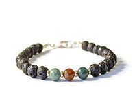 Beads-N-Style Aromatherapy Essential Oil Diffusing Bracelet, Fancy Jasper and Lava Rock (6.0)