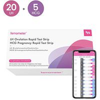 Femometer 20 Ovulation Test Strips and 5 Pregnancy Test Strips Combo Kit, Sensitive Fertility Predictor Testing Kits, Accurate Results with App (iOS & Android) Automatically Recognizing Test Results