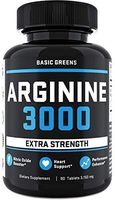 L-Arginine Nitric Oxide Booster - L Arginine Workout Supplements for Men - for Muscle Growth, Vascularity, Endurance and Heart Health (90 Tablets | 3150mg) by BASIC GREENS