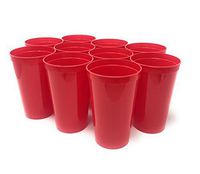 CSBD Stadium 22 oz. Plastic Cups, 10 Pack, Blank Reusable Drink Tumblers for Parties, Events, Marketing, Weddings, DIY Projects or BBQ Picnics, No BPA (Red)