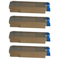 Amsahr 43324404 Okidata 43324404, C5500n Remanufactured Replacement Toner Cartridge with Four Black Cartridges